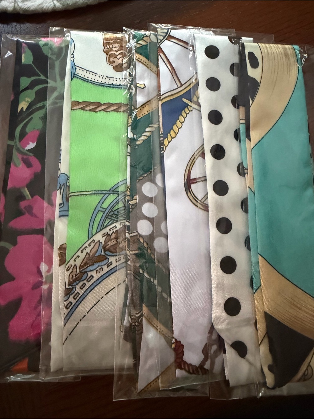 Multiple Scarf/Silk Twillys and Bow Bag/Key Charms